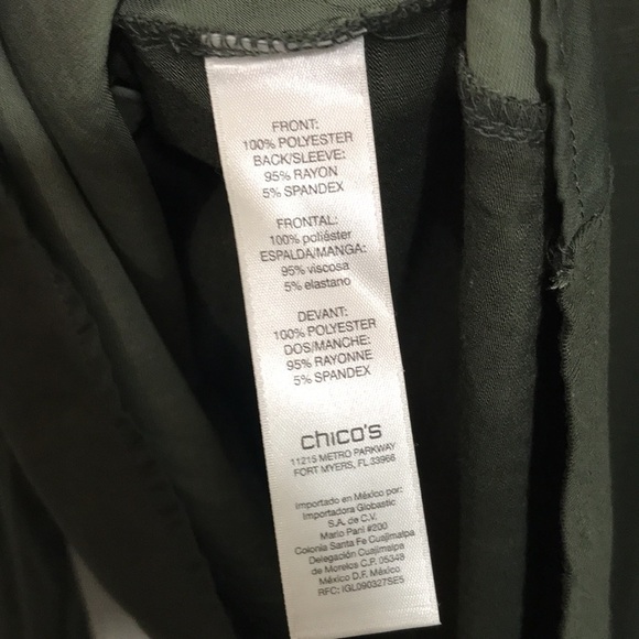 Chico’s Olive Green 3/4 Sleeve Blouse size S - Picture 4 of 9